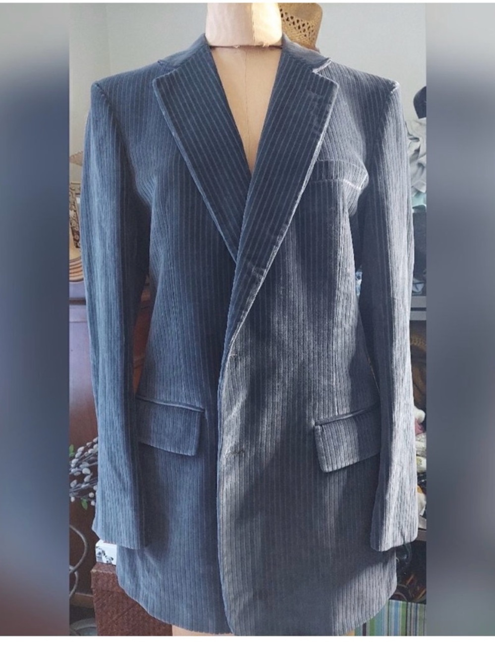 VINTAGE Oscar de la Renta Blazer Suit Jacket Gray Corduroy Blazer